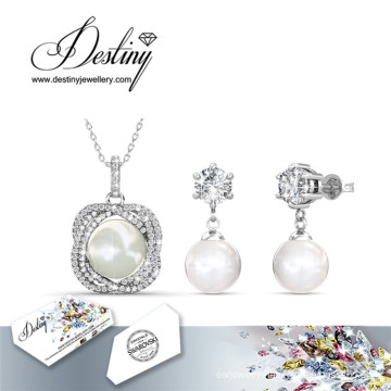 Destiny Jewellery Crystal From Swarovski New Pearl Set Pendant and Earrings